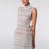 Donne Missoni Vestiti | Miniabito In Maglia A Rete Con Collo Alto E Applicazioni Di Paillettes Multicolore