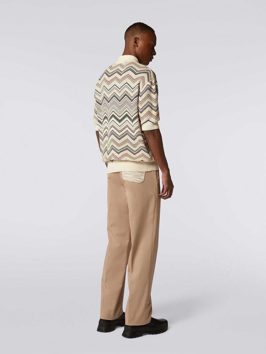 Uomini Missoni Polo E Magliette | Polo A Maniche Corte In Misto Cotone Chevron Multicolore