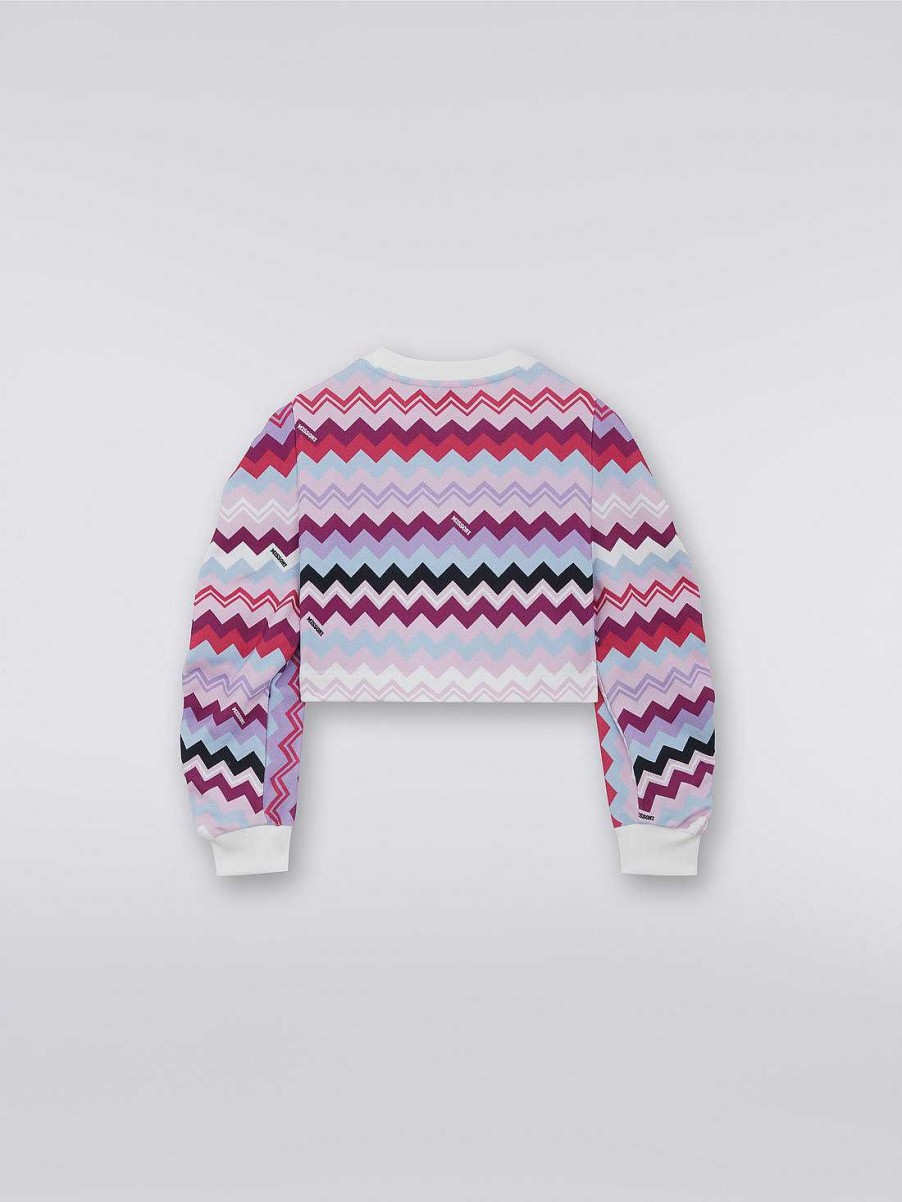 Ragazza (4-14 Anni) Missoni | Felpa In Cotone A Maniche Lunghe Con Zigzag Multicolore