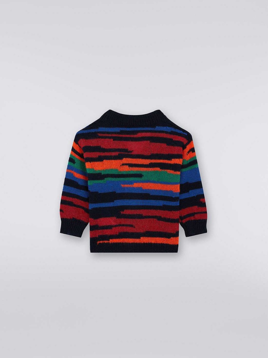 Ragazzo (4-14 Anni) Missoni | Cardigan In Maglia Di Lana Fiammata Multicolore