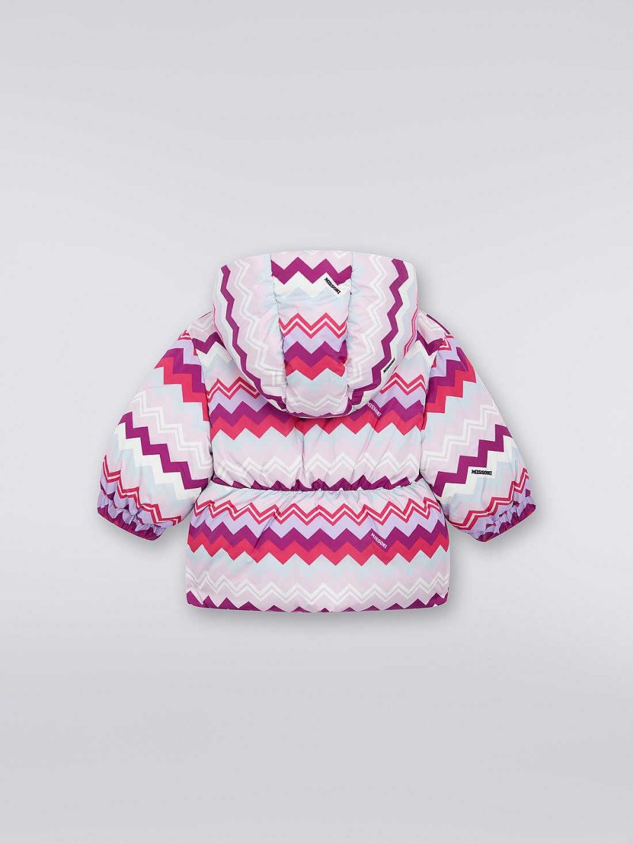 Ragazza (4-14 Anni) Missoni | Giubbino In Nylon Zigzag Con Arricciatura Multicolore