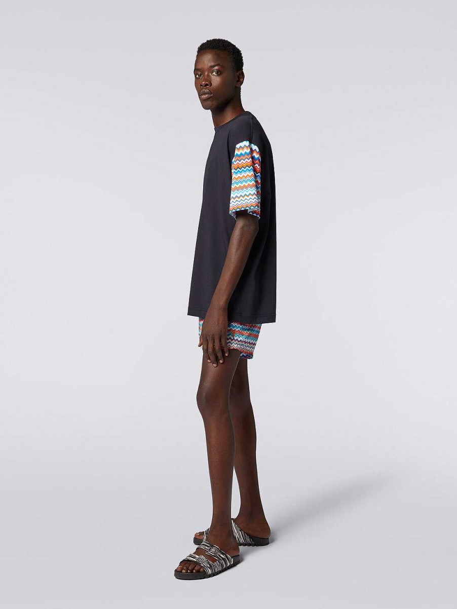 Uomini Missoni Polo E Magliette | T-Shirt Oversize In Cotone Con Inserti A Zig Zag Multicolore