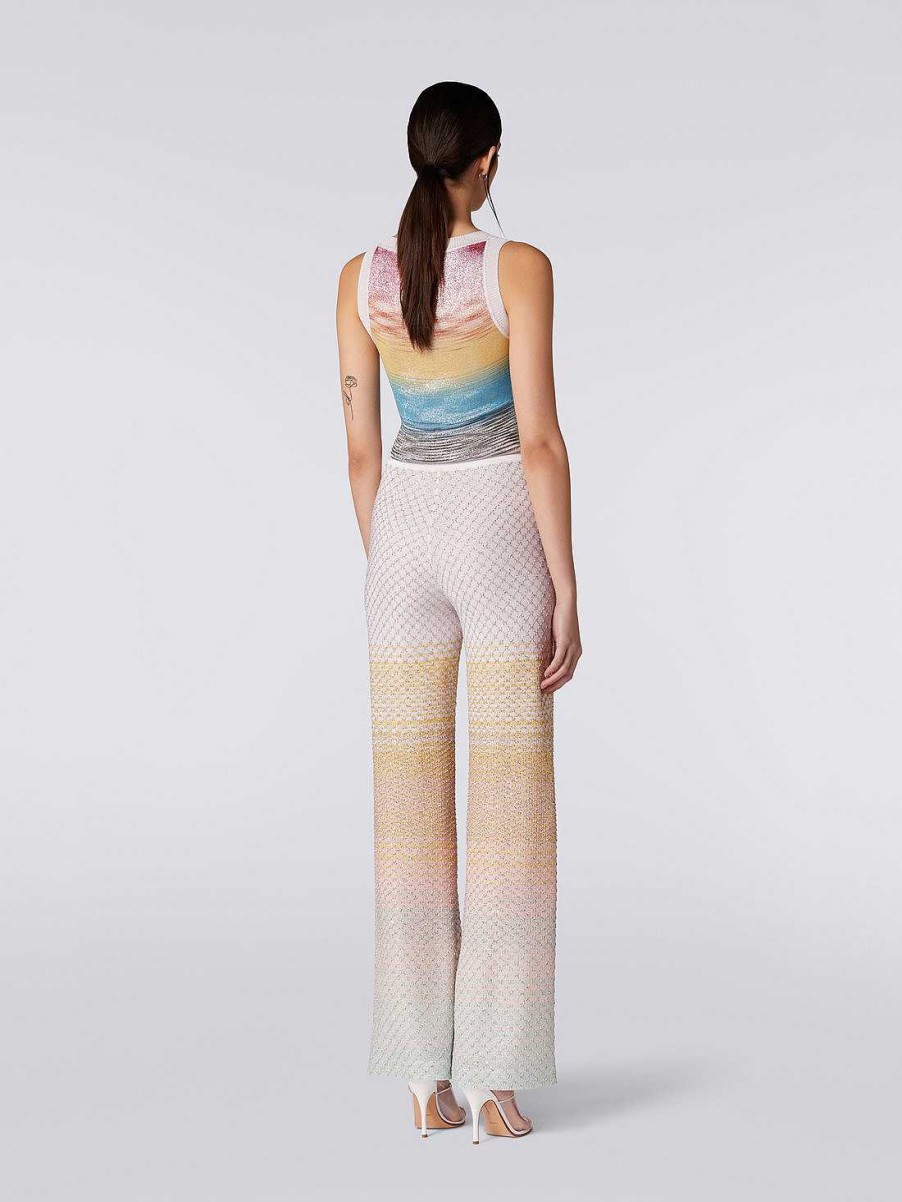 Donne Missoni Pantaloni | Pantaloni Svasati In Maglia Con Paillettes Multicolore