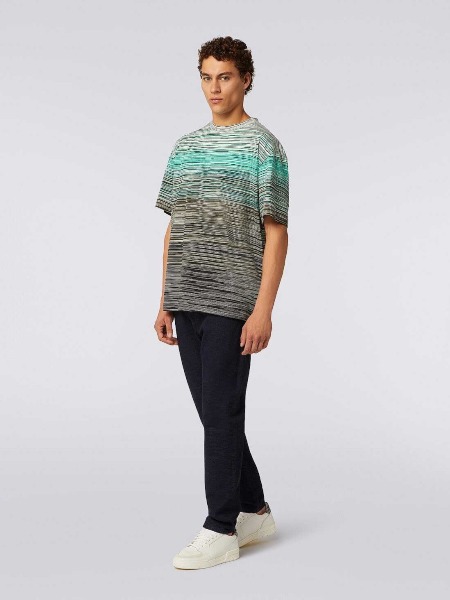 Uomini Missoni Polo E Magliette | T-Shirt A Maniche Corte In Cotone Fiammato Multicolore