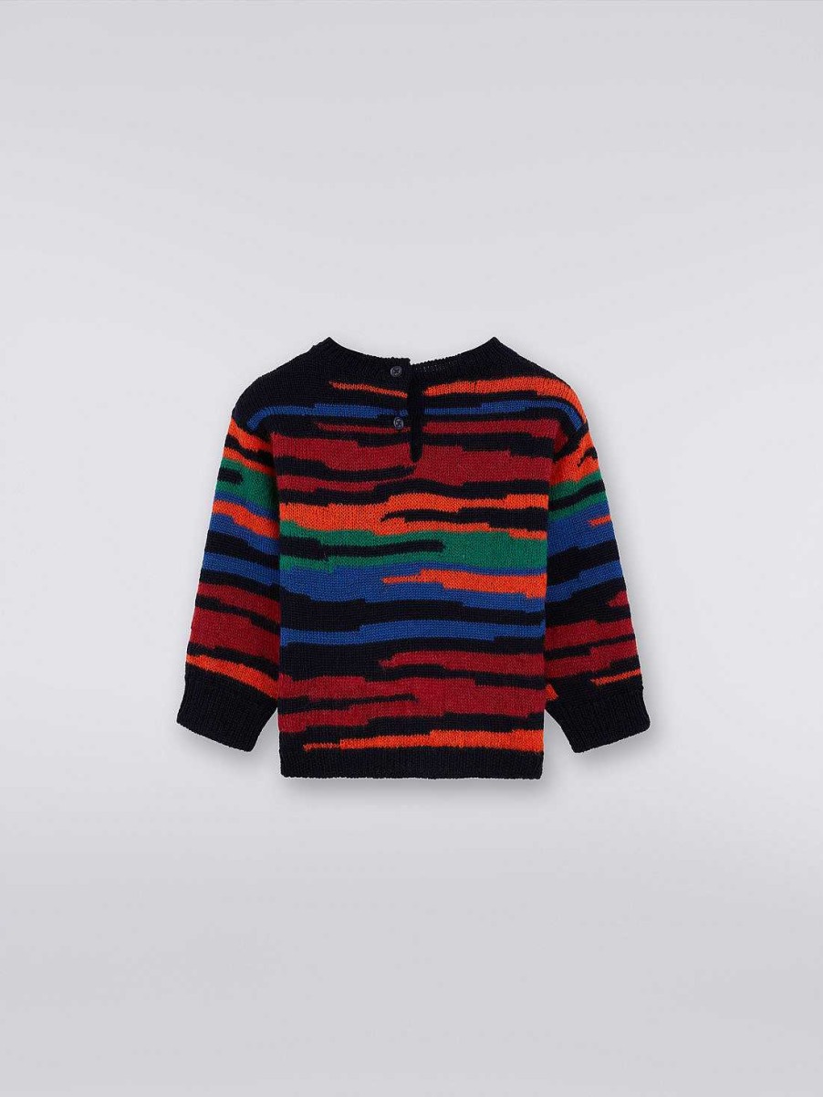 Ragazzo (4-14 Anni) Missoni | Pullover Girocollo In Maglia Di Lana Fiammata Multicolore