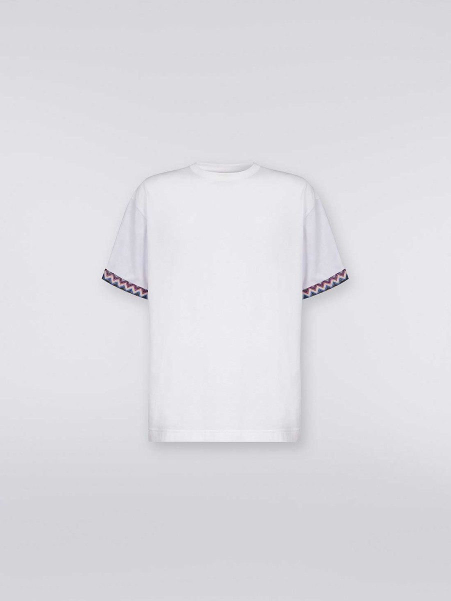 Uomini Missoni Polo E Magliette | T-Shirt In Jersey Di Cotone Con Risvolto A Zigzag Multicolore