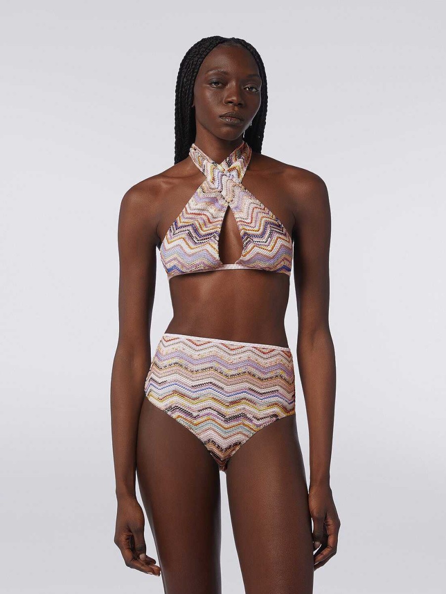 Donne Missoni Costumi Da Bagno | Bikini In Crochet Con Lurex E Slip A Vita Alta Multicolore