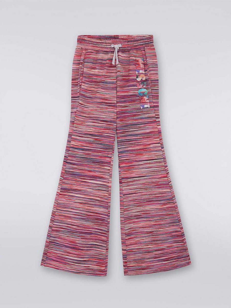 Ragazza (4-14 Anni) Missoni | Joggers Svasati In Cotone Fiammato Con Logo Multicolore