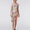 Donne Missoni Abbigliamento Da Spiaggia | Copricostume Corto Asimmetrico Con Stampa Zig Zag E Drappeggio Multicolore