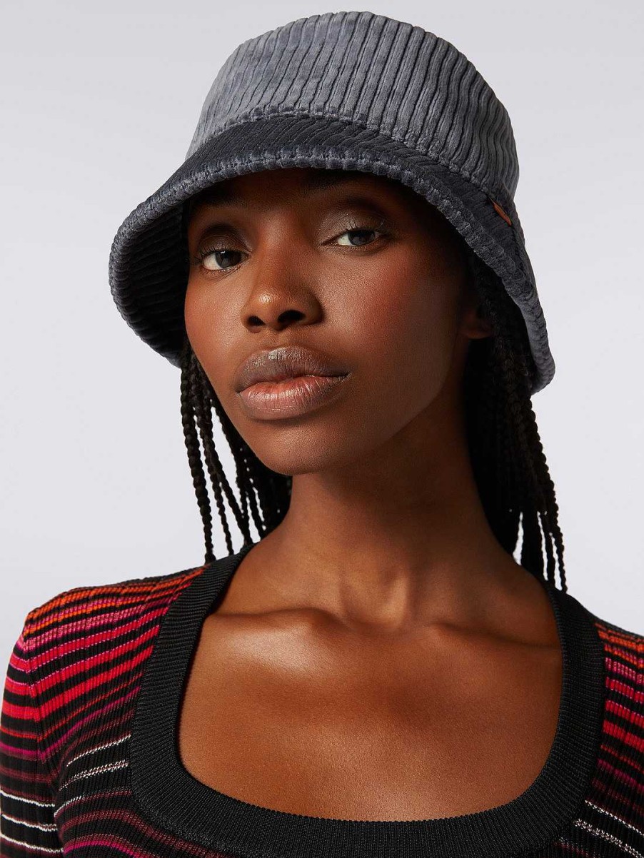 Donne Missoni Cappelli | Cappello Bucket In Misto Cotone A Coste Multicolore