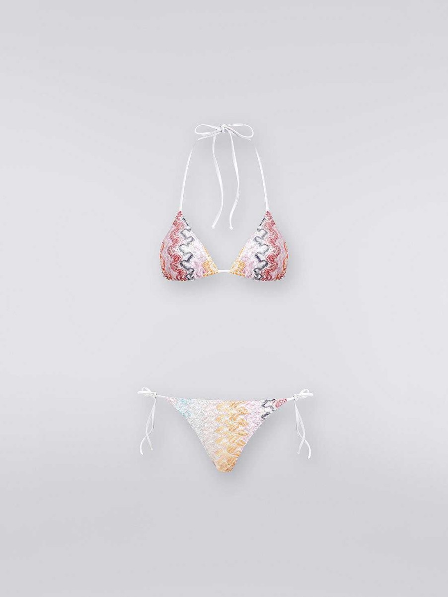 Donne Missoni Costumi Da Bagno | Bikini In Maglia Di Viscosa Effetto Pizzo Con Lame Multicolore