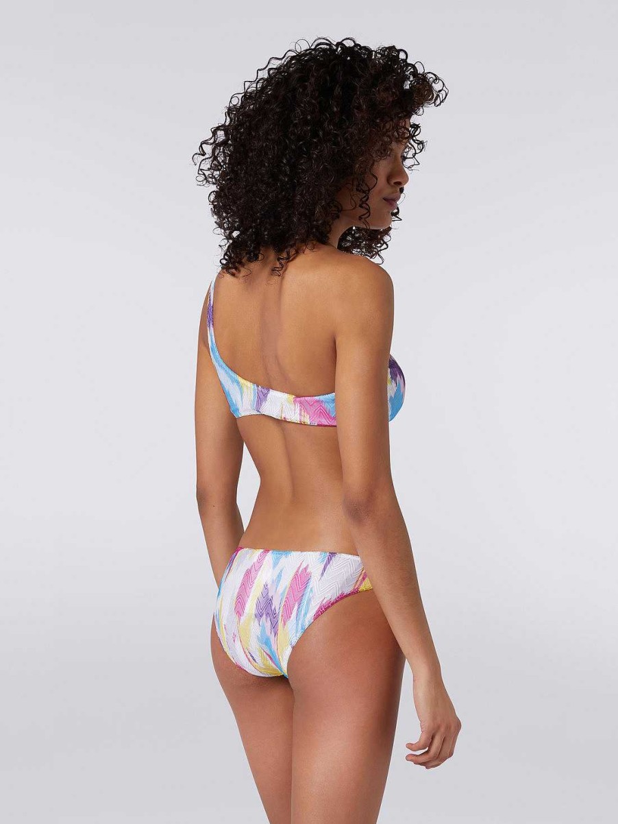 Donne Missoni Costumi Da Bagno | Bikini Monospalla Con Stampa Fiammata Multicolore