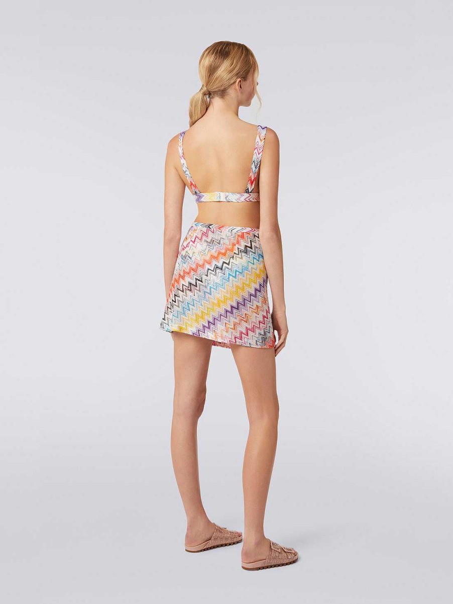 Donne Missoni Abbigliamento Da Spiaggia | Gonna Pareo In Viscosa Fantasia Chevron Multicolore