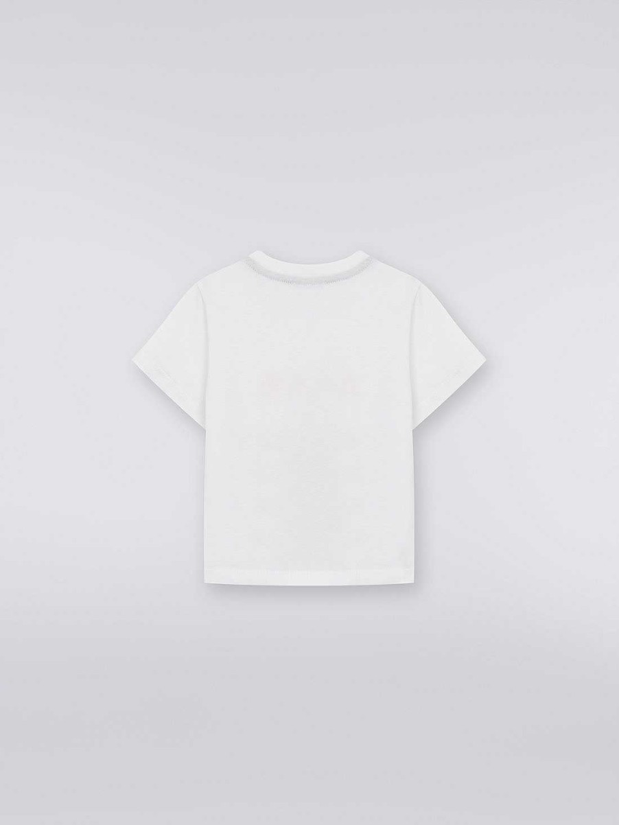 Ragazza (4-14 Anni) Missoni | T-Shirt In Cotone A Maniche Corte Con Zigzag E Logo Bianco