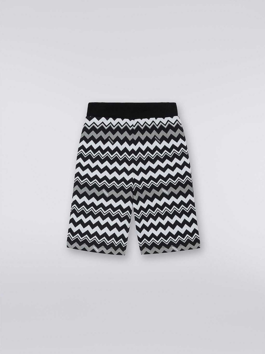 Ragazzo (4-14 Anni) Missoni | Pantaloni In Cotone A Zig Zag Nero Bianco