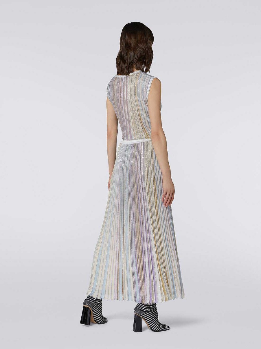 Donne Missoni Gonne | Gonna Lunga Plissettata In Misto Viscosa Con Paillettes Multicolore