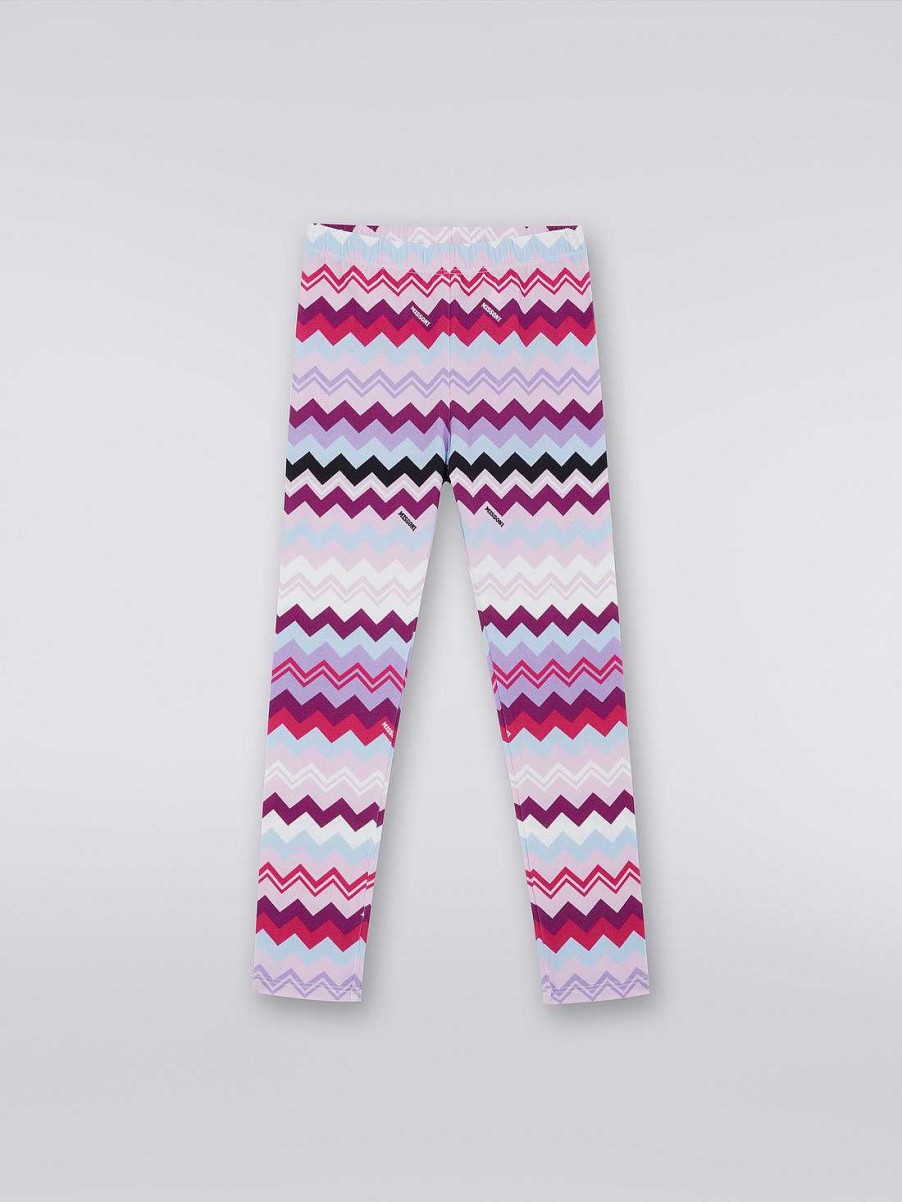 Ragazza (4-14 Anni) Missoni | Leggings In Misto Cotone A Zigzag Multicolore