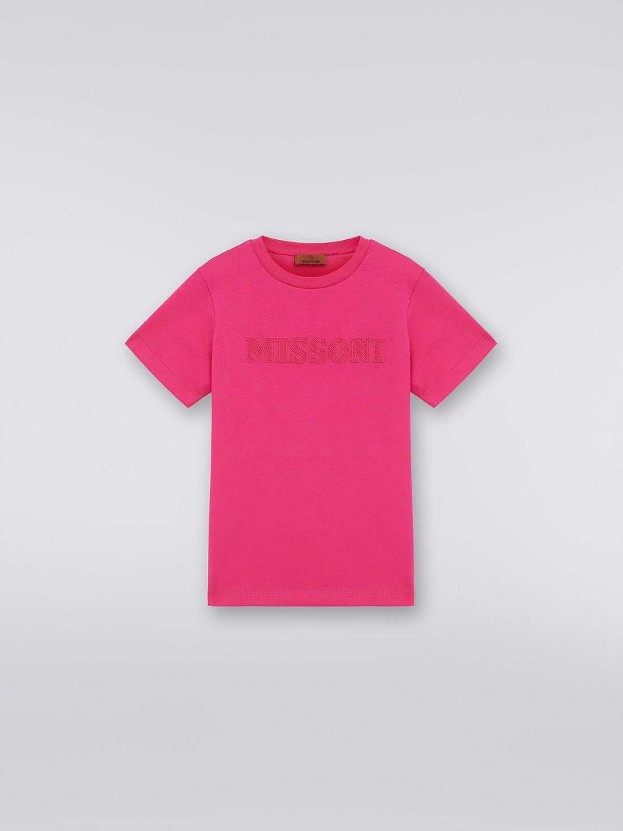 Ragazzo (4-14 Anni) Missoni | T-Shirt In Cotone Con Logo In Rilievo Rosa