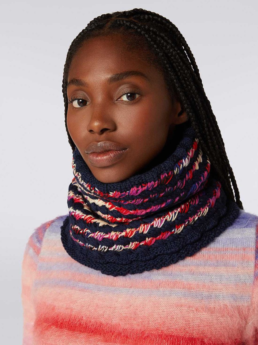 Donne Missoni Sciarpe E Foulard | Scaldacollo In Maglia Di Lana Multilavorazione Multicolore