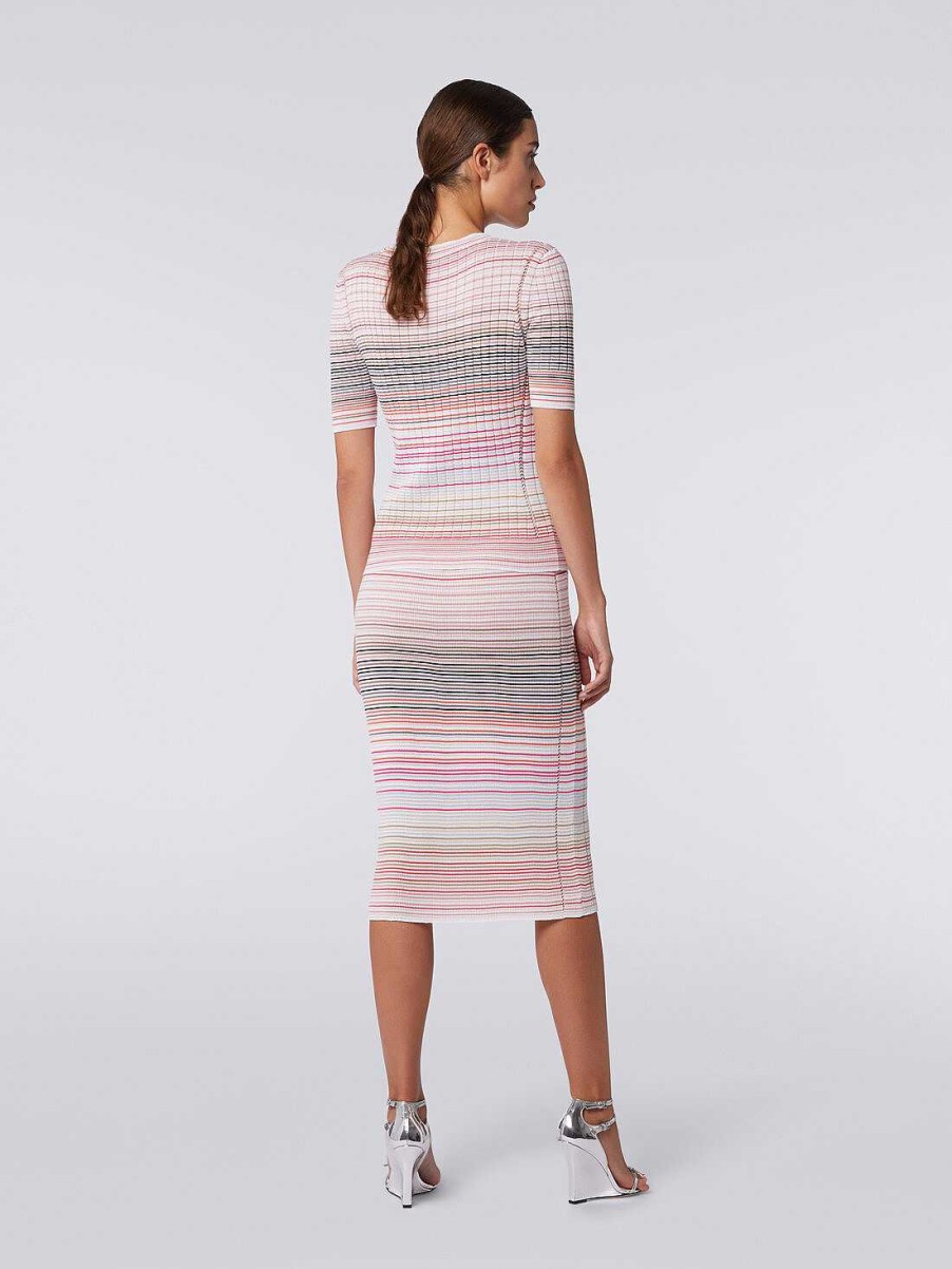 Donne Missoni Gonne | Gonna Midi In Cotone E Viscosa Rigata Multicolore