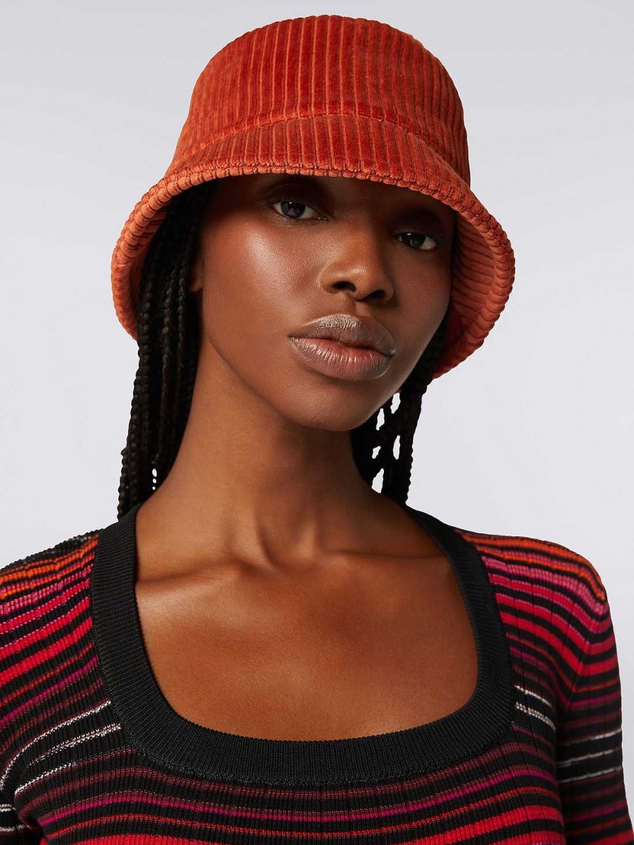 Donne Missoni Cappelli | Cappello Bucket In Misto Cotone A Coste Multicolore