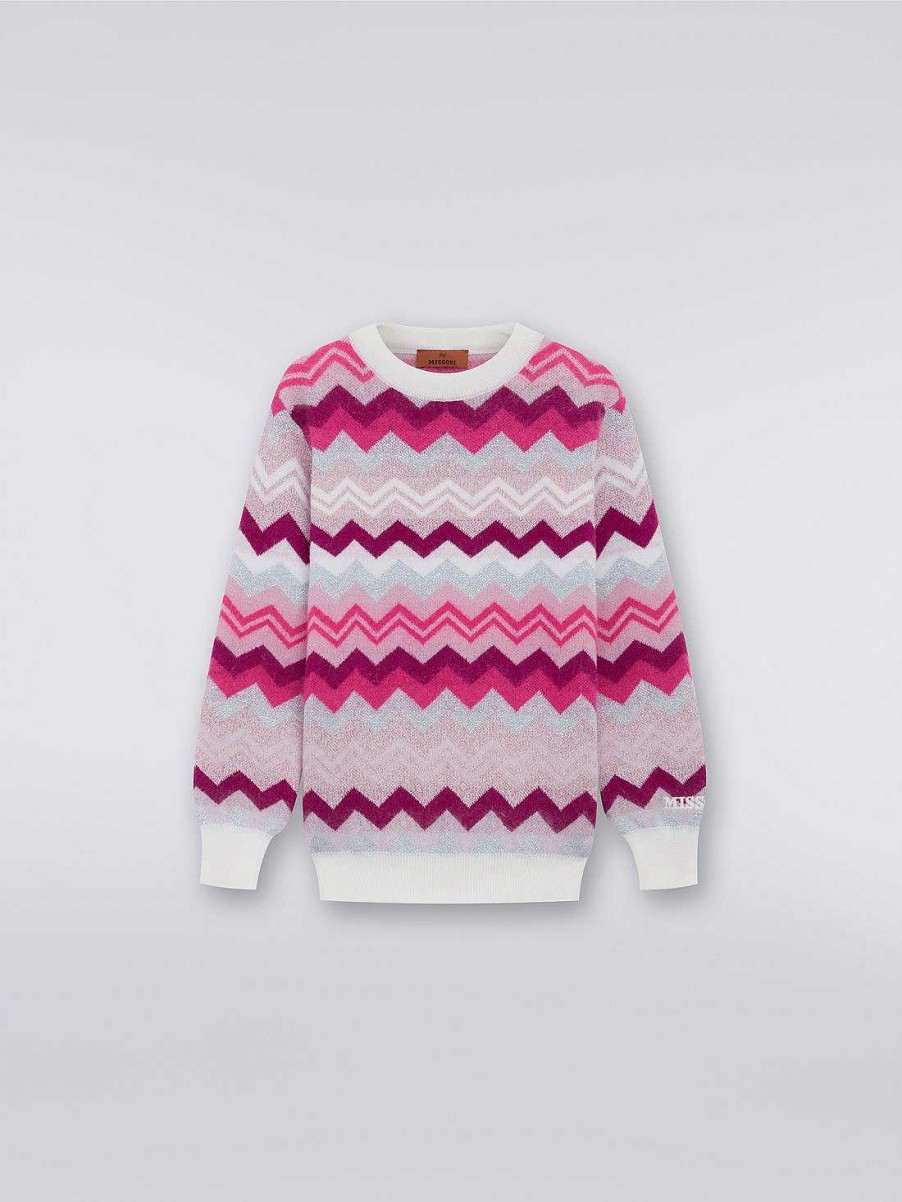 Ragazza (4-14 Anni) Missoni | Pullover Girocollo In Lana A Zig Zag Multicolore