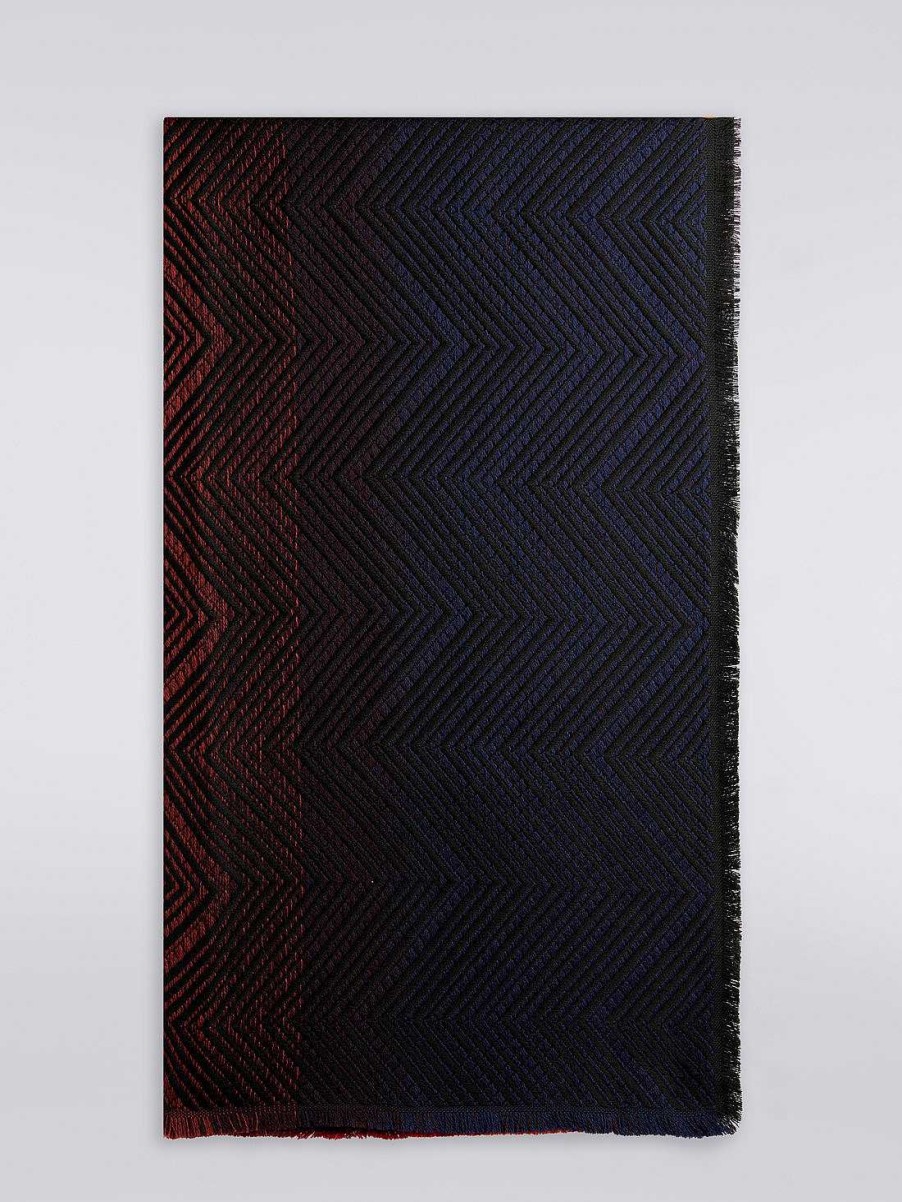 Uomini Missoni Sciarpe E Foulard | Scialle In Lana Chevron Con Bordi Sfrangiati Multicolore