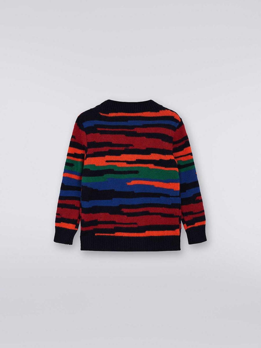 Ragazzo (4-14 Anni) Missoni | Cardigan In Maglia Di Lana Fiammata Multicolore