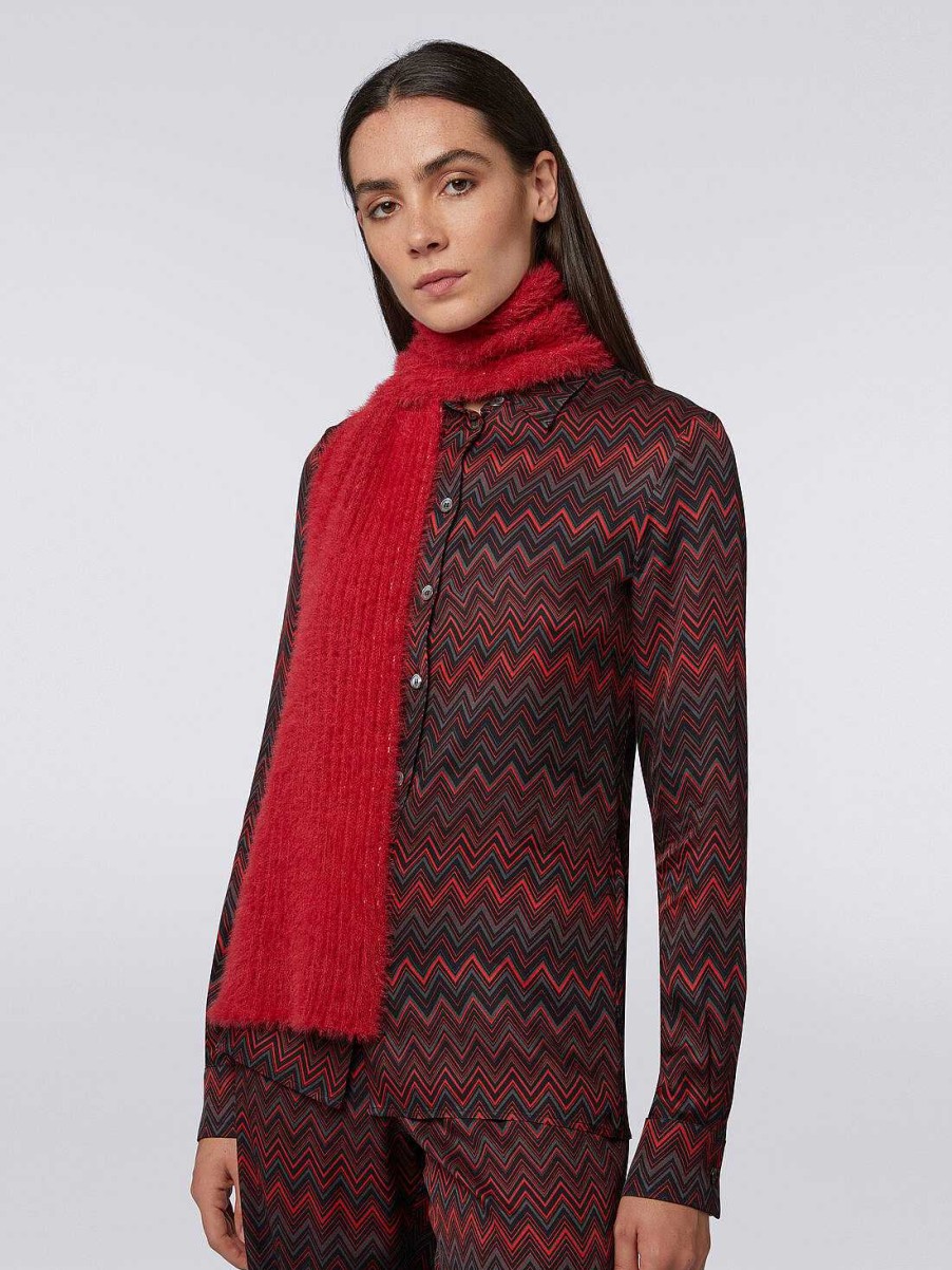 Donne Missoni Sciarpe E Foulard | Sciarpa In Misto Lana Double Face Rosso