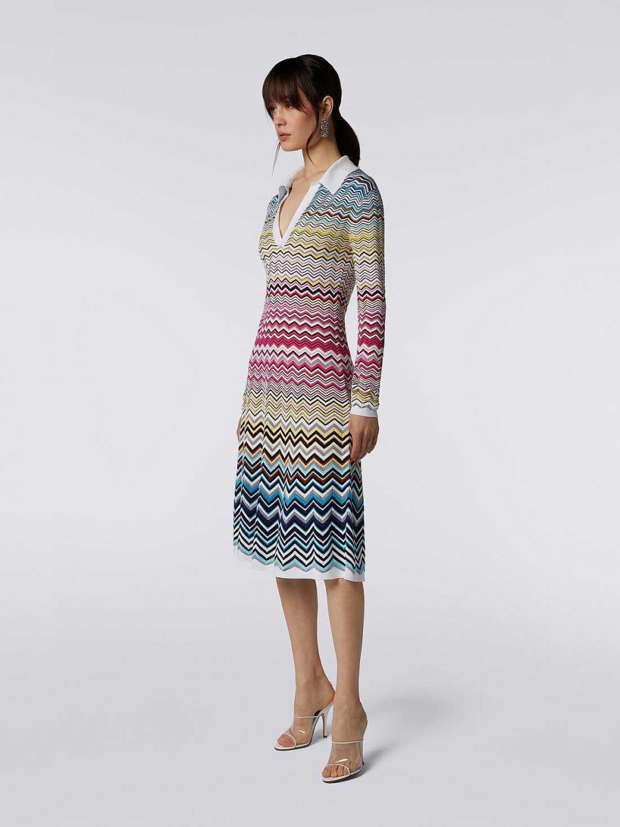 Donne Missoni Vestiti | Abito Longuette In Cotone E Viscosa Chevron Multicolore