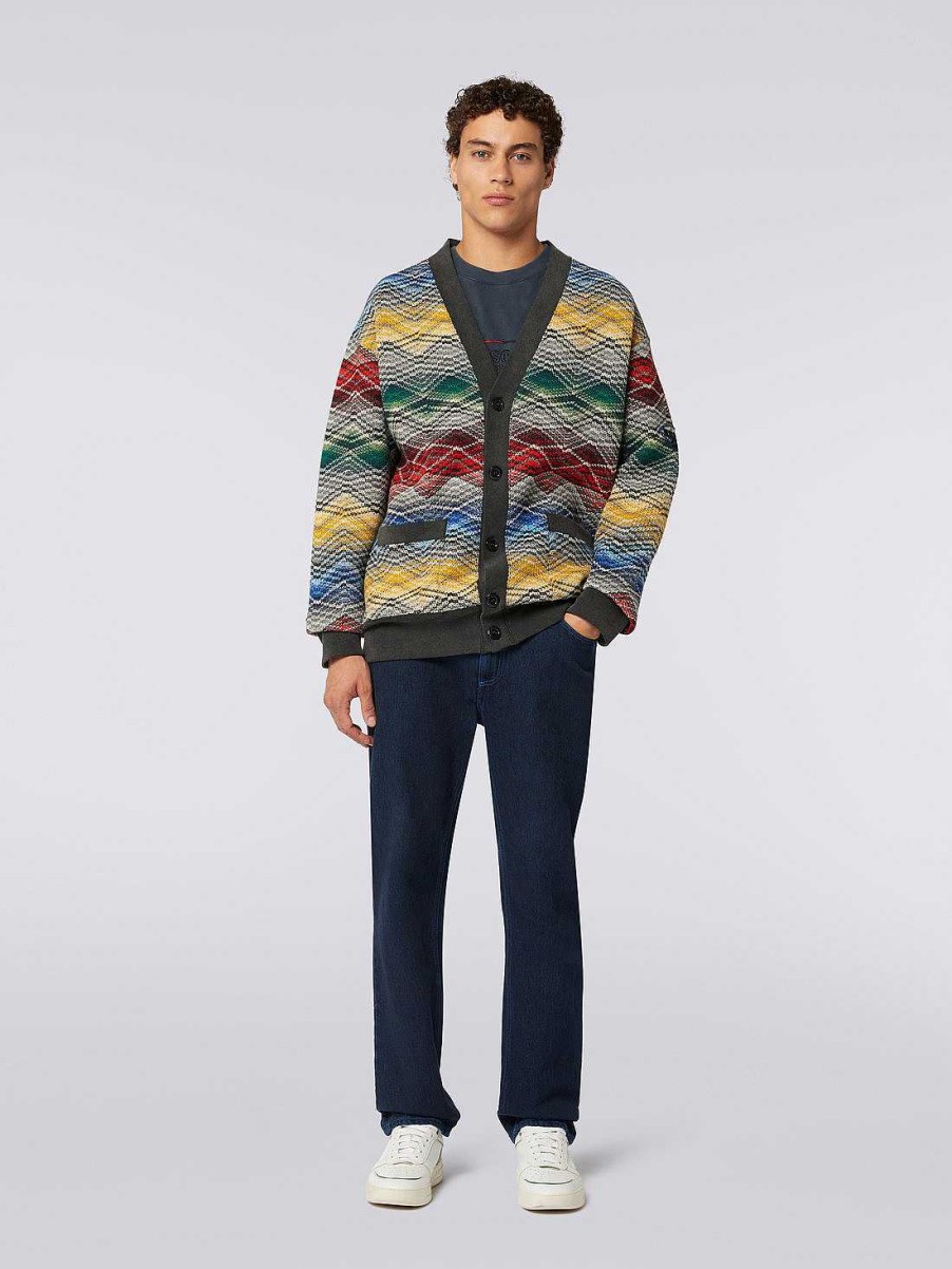 Uomini Missoni Vestiario | Cardigan In Misto Lana Con Motivo Zig Zag Multicolore