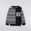 Ragazzo (4-14 Anni) Missoni | Felpa Girocollo In Maglia Di Cotone Patchwork Nero Bianco