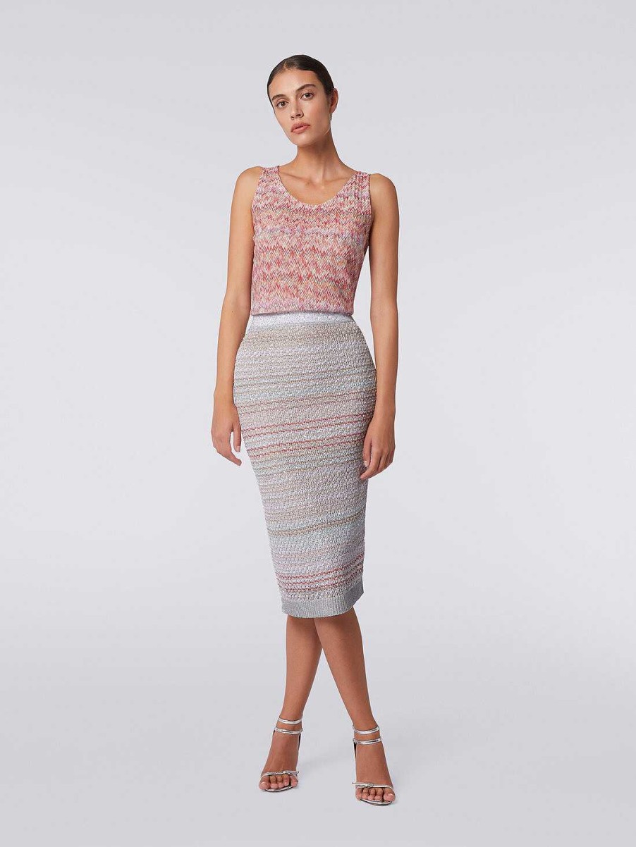 Donne Missoni Gonne | Gonna Midi In Misto Viscosa Con Paillettes Multicolore