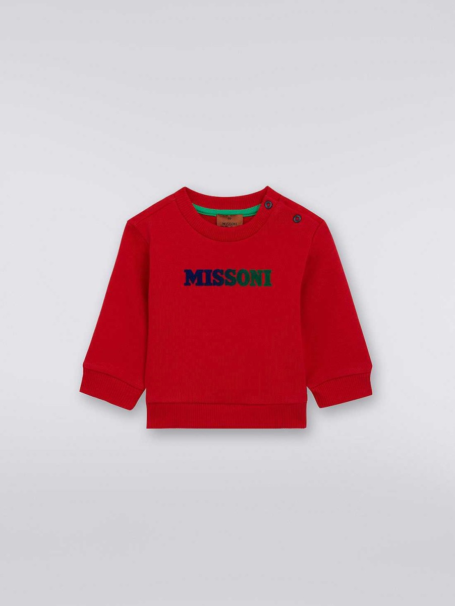 Ragazzo (4-14 Anni) Missoni | Felpa Girocollo In Cotone Con Logo Rosso