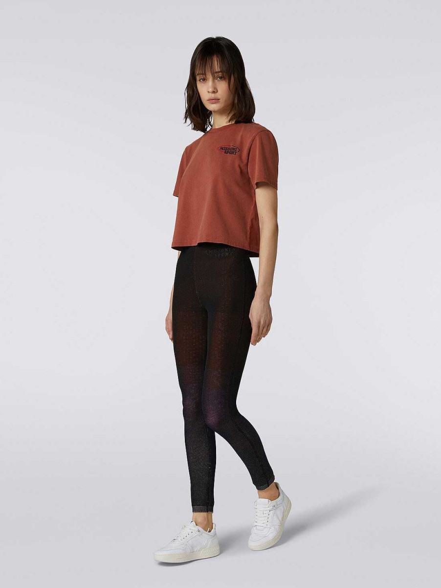 Donne Missoni Vestiario | Leggings In Misto Cotone Con Logo Ricamato Multicolore