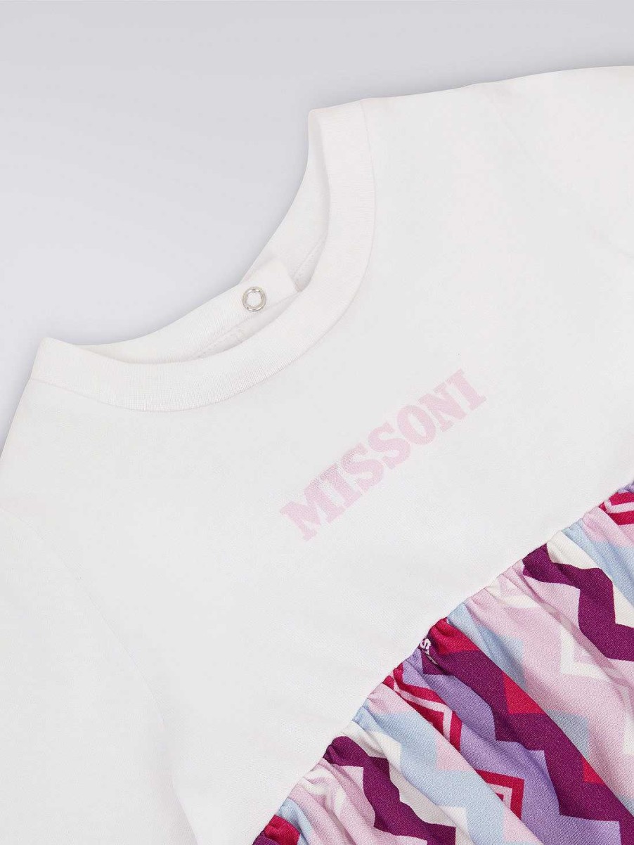 Ragazza (4-14 Anni) Missoni | Completo Due Pezzi Composto Da Abito A Maniche Lunghe Con Logo E Pantaloni Culotte In Cotone Multicolore