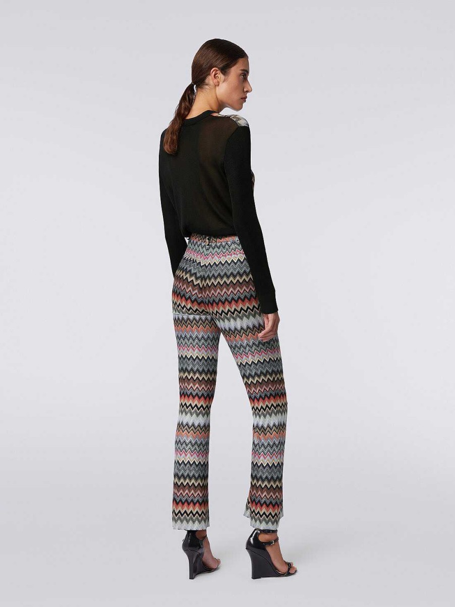 Donne Missoni Pantaloni | Pantaloni Cropped In Viscosa E Cotone A Zigzag Multicolore