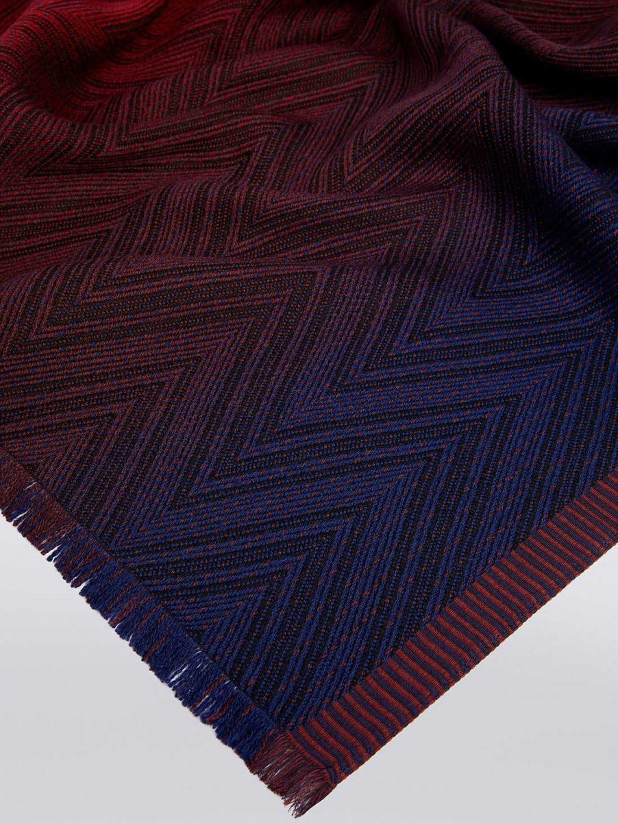 Uomini Missoni Sciarpe E Foulard | Stola In Maglia Chevron Di Viscosa E Lana Con Bordi Sfrangiati Multicolore