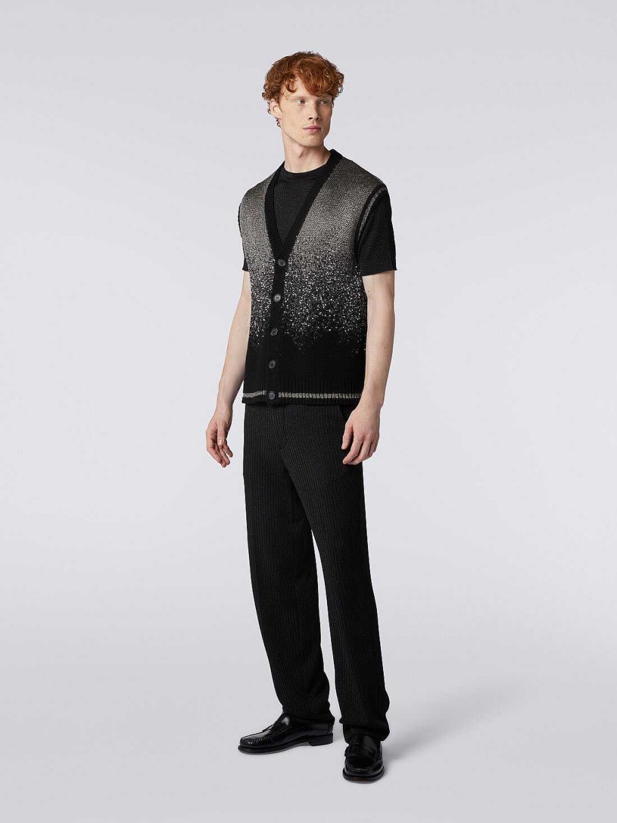 Uomini Missoni Maglieria | Gilet In Misto Cotone Degrade Con Lurex E Paillettes Nero