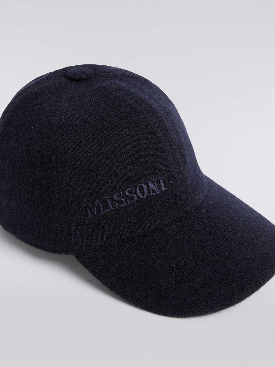 Uomini Missoni Cappelli | Cappello In Cashmere Con Visiera E Logo Multicolore