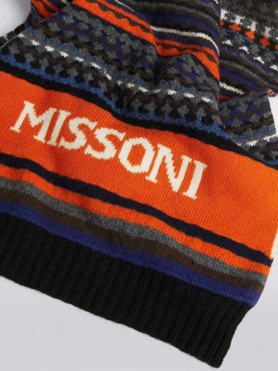 Uomini Missoni Sciarpe E Foulard | Sciarpa In Lana Jacquard Con Logo Multicolore