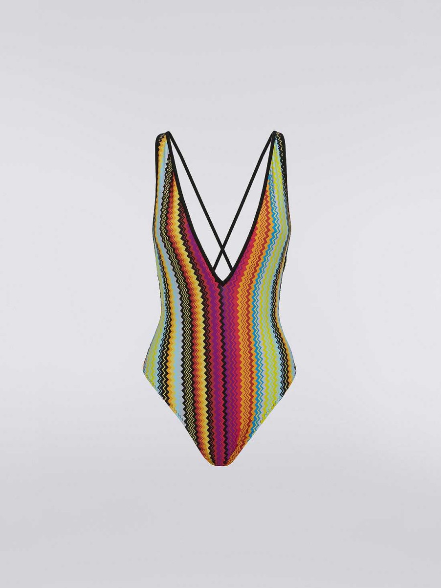 Donne Missoni Costumi Da Bagno | Costume Da Bagno Intero Con Scollo A V Multicolore