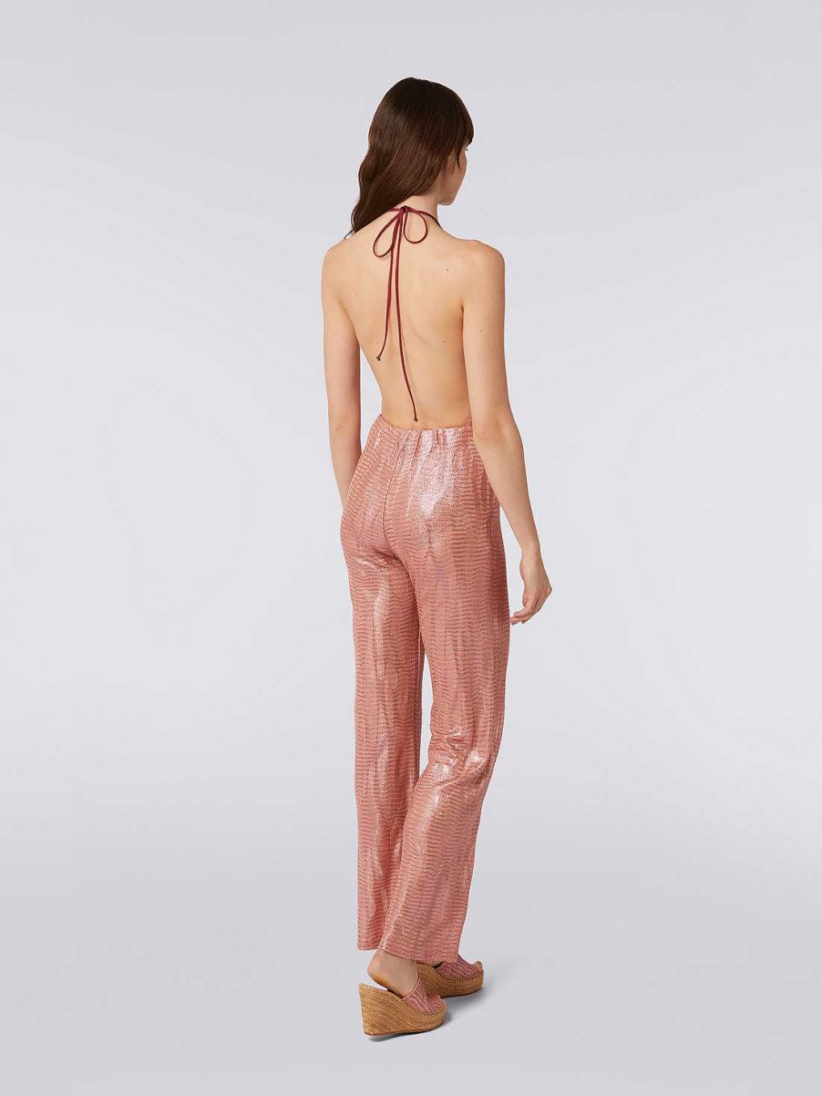 Donne Missoni Pantaloni | Pantaloni Dritti In Maglia Di Viscosa Jacquard Rosa