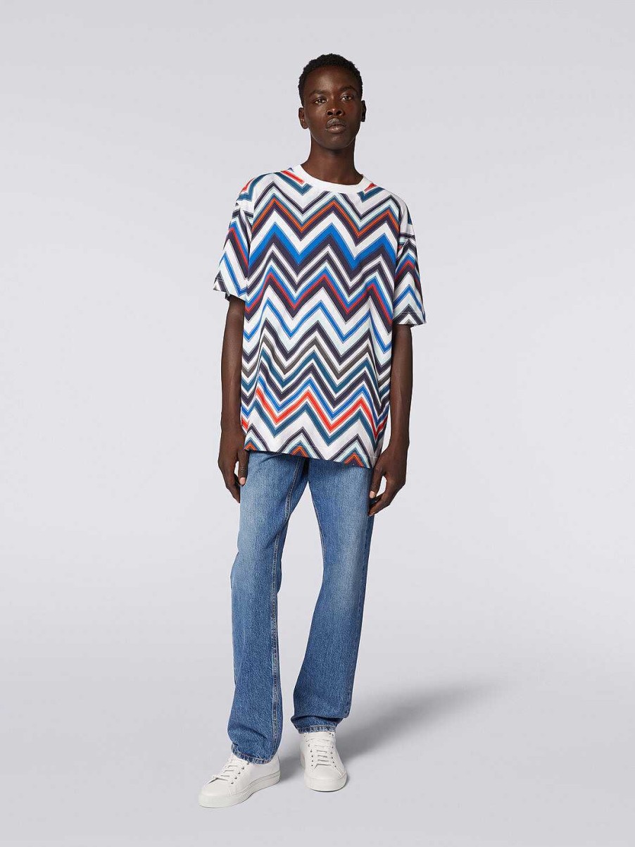 Uomini Missoni Polo E Magliette | T-Shirt Oversize In Cotone A Zigzag Multicolore