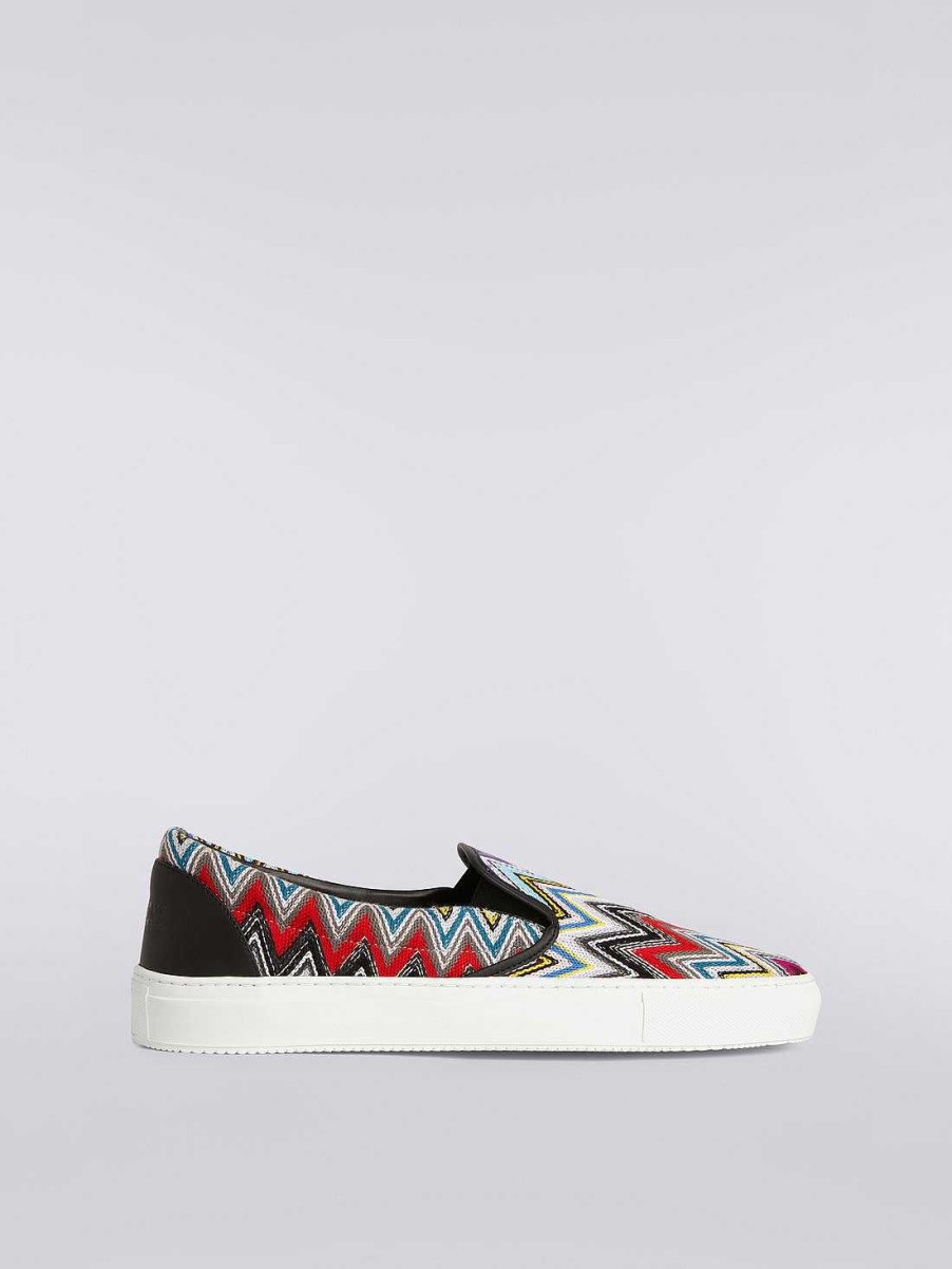 Uomini Missoni Scarpe | Sneaker Slip-On Con Tomaia A Zigzag Multicolore