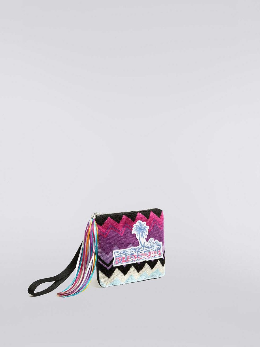 Donne Missoni Accessori | Pochette In Spugna Di Cotone Con Patch Logo Multicolore