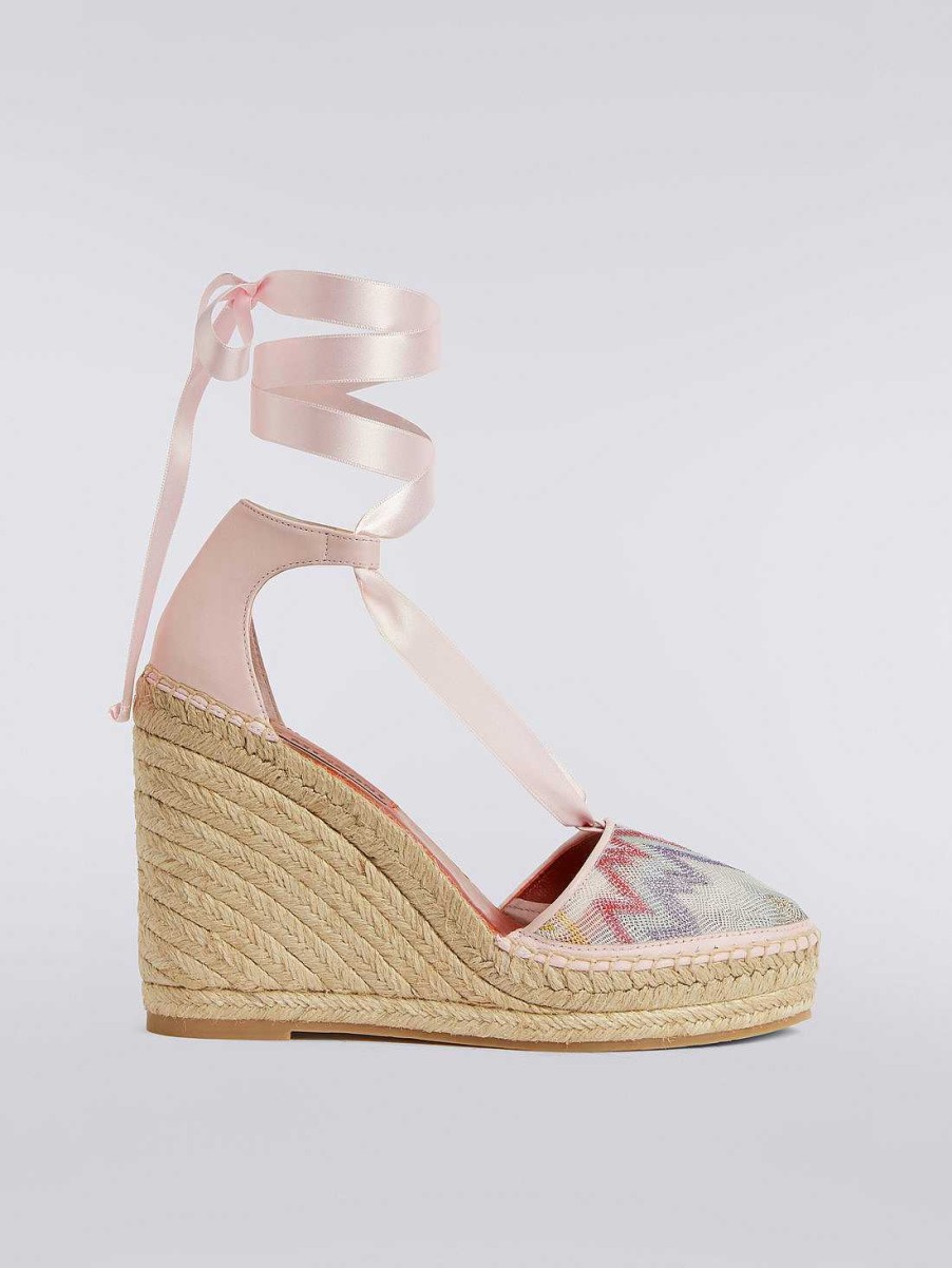 Donne Missoni Accessori | Espadrillas Con Zeppa In Tessuto Lurex Multicolore