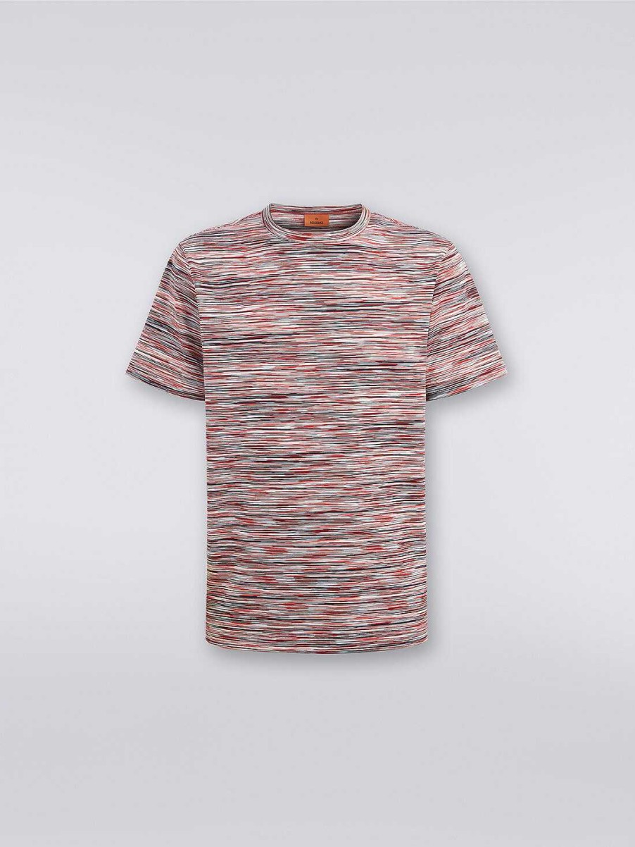 Uomini Missoni Polo E Magliette | T-Shirt Girocollo In Cotone Fiammato Multicolore