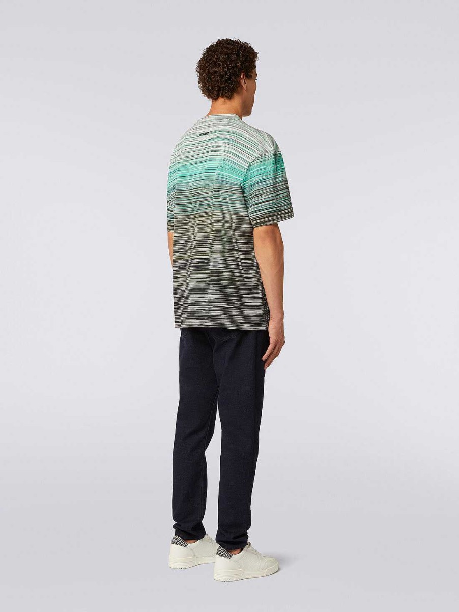 Uomini Missoni Polo E Magliette | T-Shirt A Maniche Corte In Cotone Fiammato Multicolore