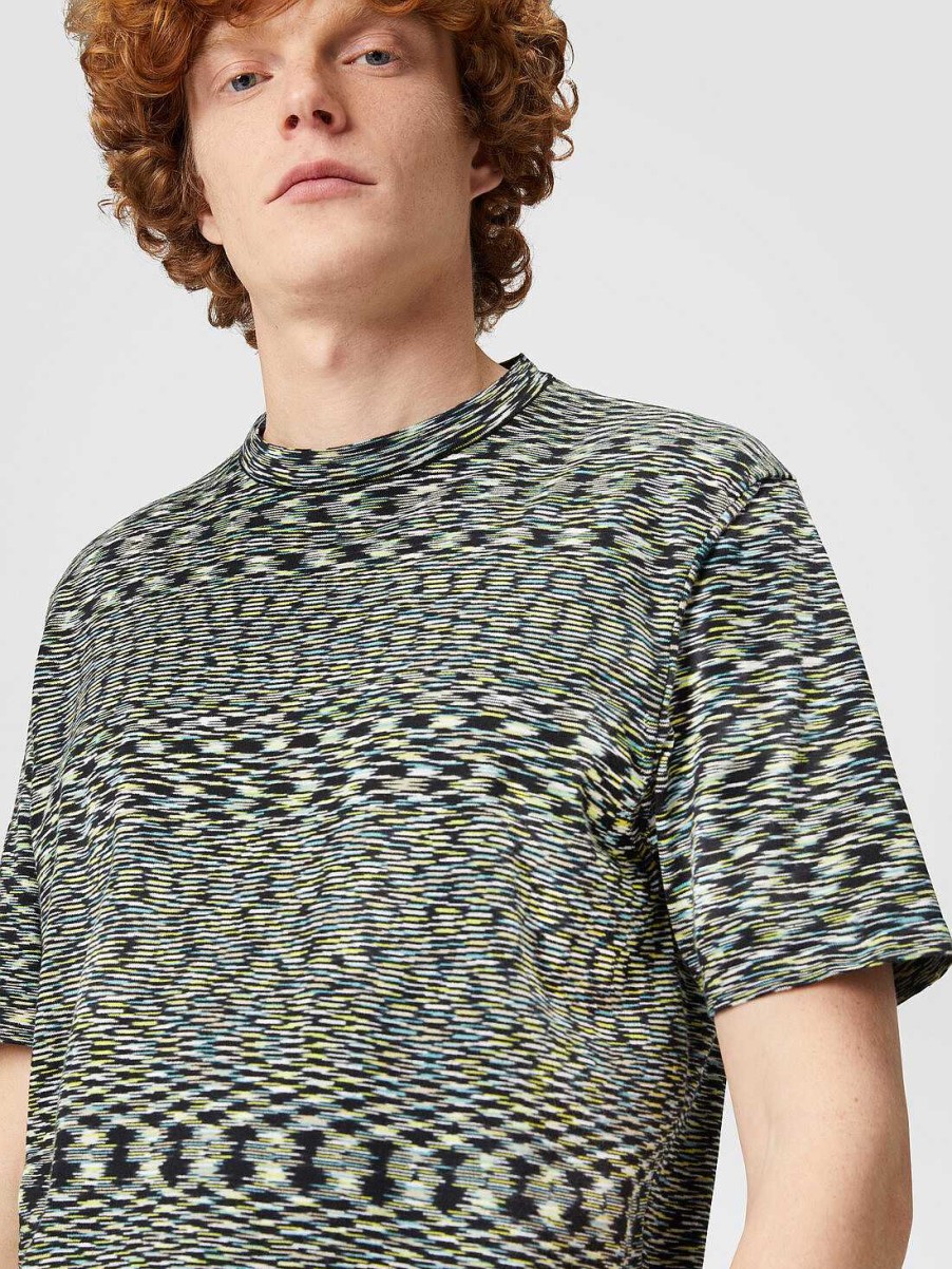 Uomini Missoni Polo E Magliette | T-Shirt Girocollo In Cotone Fiammato Multicolore